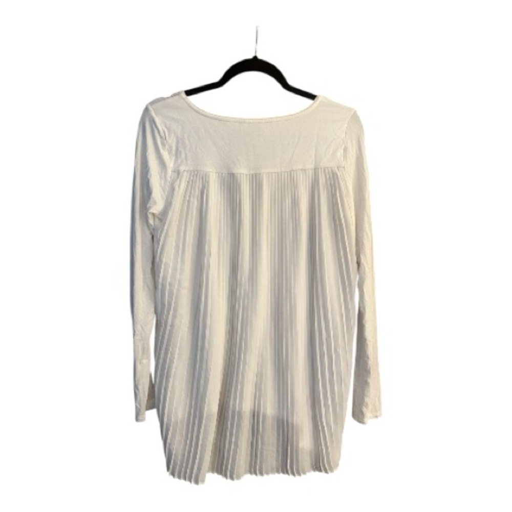 White House Black Market White Pleated Long Sleeve Tunic Top Flowy Boho Blouse